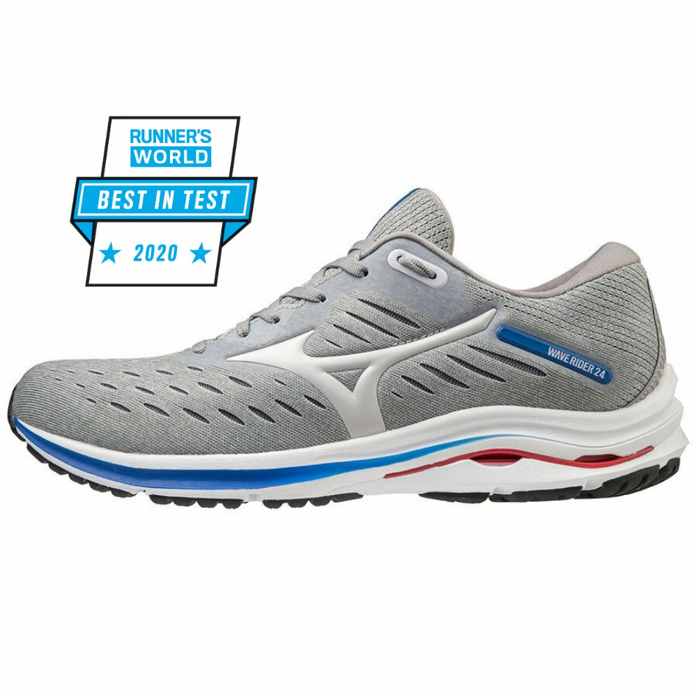 Zapatillas Running Mizuno Wave Rider 24 Hombre Gris/Azules Baratas IUCQ-23059